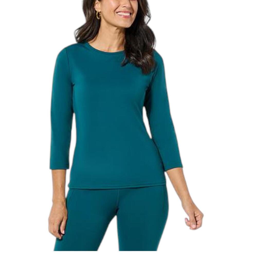 Joy Collection Women's Luxe Performance Crew Neck Top Deep Jade - Regular